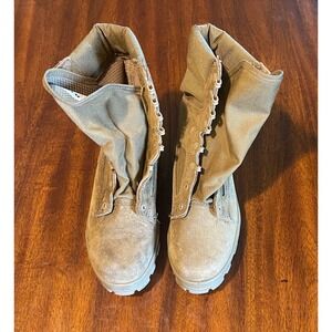 Bates Olive Green Leather Military Work Boots‎ Vibram Safety Toe Women Size 7M
